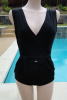 Vintage 60s 70s Black Danskin Wrap Around Waist Leotard Bodysuit size M